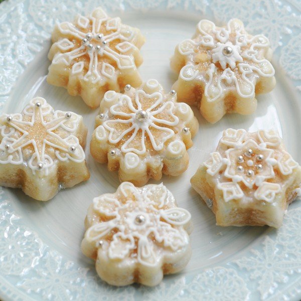 Форма за 6 мини торти в сребрист цвят , 700 ml Snowflakes - Nordic Ware-image-1