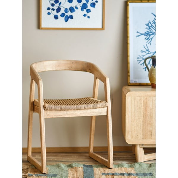 Трапезен стол от масивно каучуково дърво в естествен цвят Serrone – Bloomingville-image-1