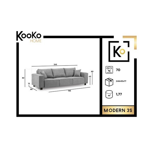 Тъмно сив диван Модерен, 245 cm - Kooko Home-image-1