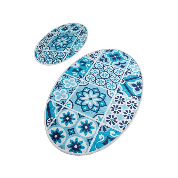 Сини килими за баня в комплект от 2 бр. 60x100 cm Ceramic – Foutastic