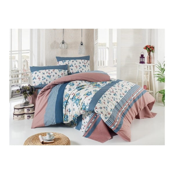 Пъстър памучен чаршаф за единично легло с ранфорс Страна, 160 x 220 cm - Unknown