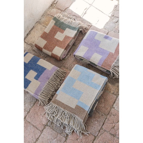 Синьо-кафяво одеяло със смес от вълна 130x190 cm Maze – Mette Ditmer Denmark-image-2