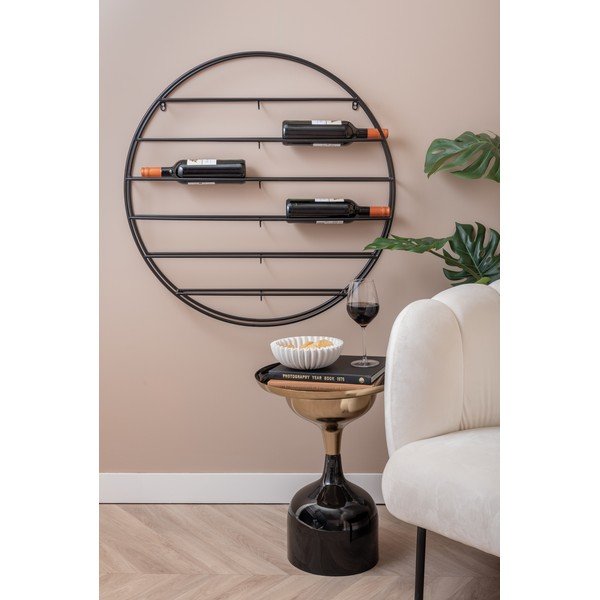 Черен стенен метален стелаж за вино брой бутилки 12 80x80x9 cm Redondo – PT LIVING-image-1