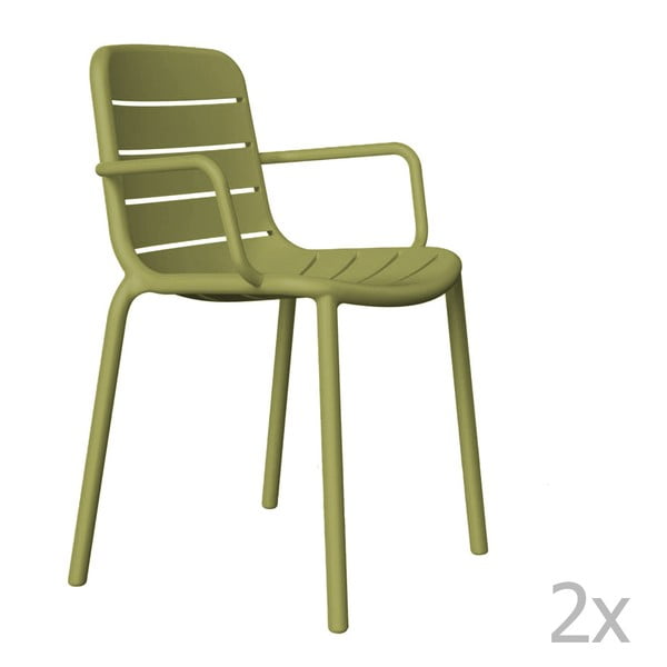 Sada 2 zelených zahradních židlí s područkami  Resol Gina