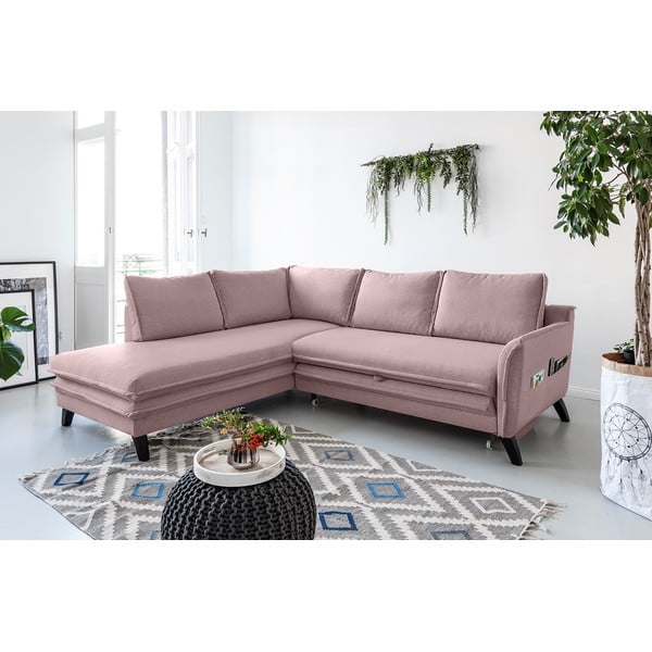 Ъглов разтегателен диван в прахово розово L, ляв ъгъл Charming Charlie - Miuform-image-4