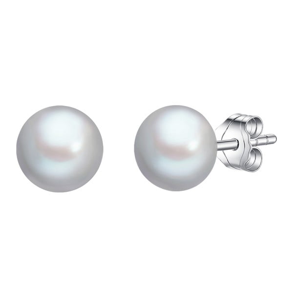 Náušnice se stříbřitě šedou knoflíkovou perlou Chakra Pearls