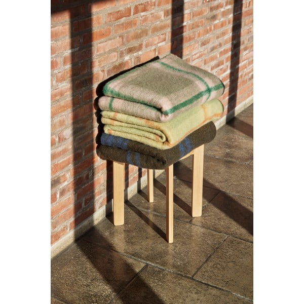 Бяло-зелено одеяло 200x140 cm Inlet - Hübsch-image-2