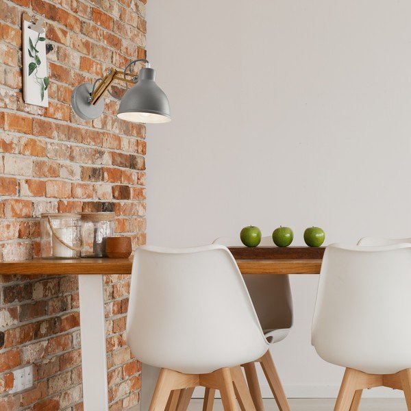 Сива и кафява стенна лампа ø 15 cm Marcello – LAMKUR-image-2