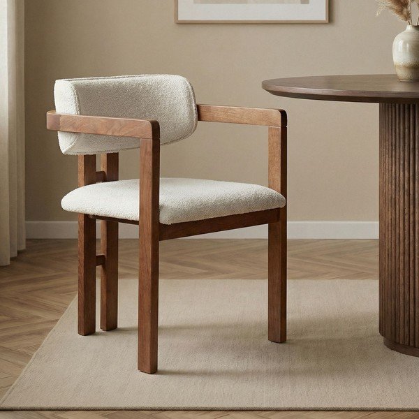 Бял трапезен стол с подлакътници Toscana – Kalune Design-image-1