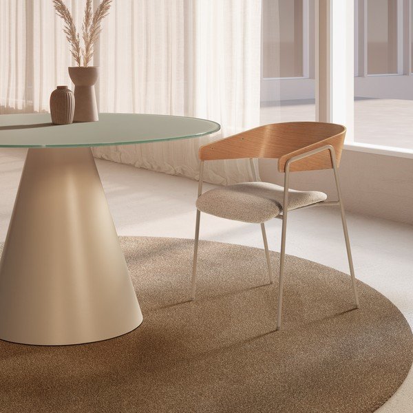 Светлосиви/в естествен цвят тапицирани трапезни столове в комплект с подлакътници 2 бр. Cora – MOME-image-1