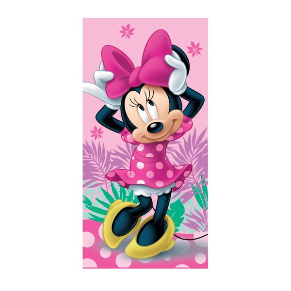 Розова памучна детска кърпа 70x140 cm Minnie "Pink" – Jerry Fabrics