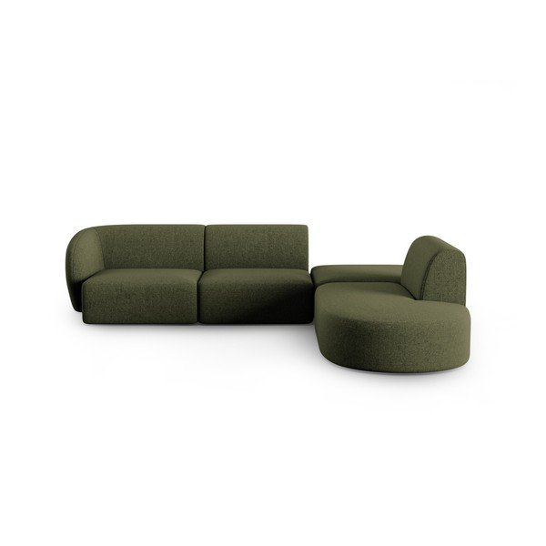 Зелен шенилов ъглов диван (десен ъгъл/L форма) Paolo – Milo Casa