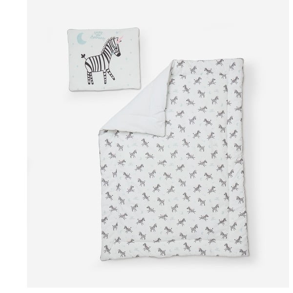 Бебешки комплект завивки с възглавница Happy , 100 x 135 cm Zebras - Pinio