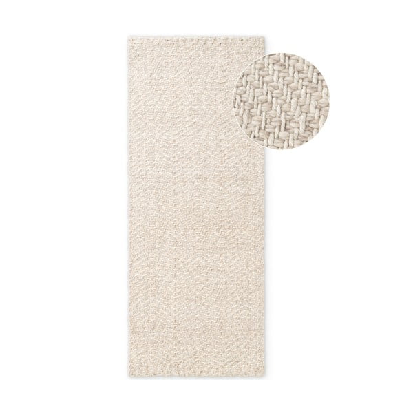 Ръчно изработена пътека със смес от вълна в цвят слонова кост 80x200 cm Majoli – Elle Decoration
