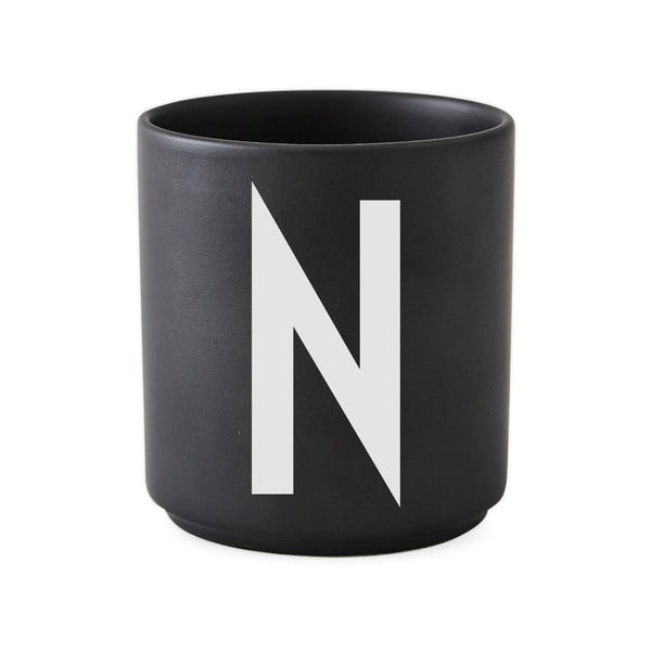 Черна порцеланова чаша Alphabet N 250 ml A-Z - Design Letters