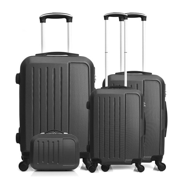 Sada 4 černých cestovních kufrů na kolečkách Hero Family