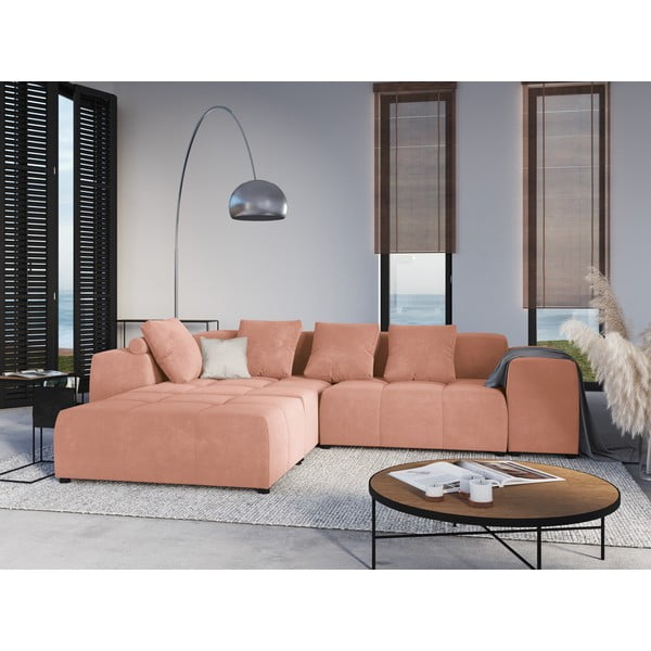 Розов кадифен подлакътник за модулен диван Rome Velvet - Cosmopolitan Design-image-4