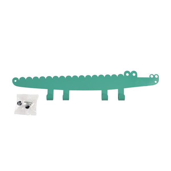 Зелена метална стенна детска закачалка Crocodile – Rex London-image-3