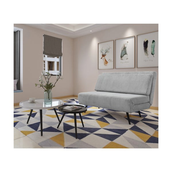 Светлосив разтегателен диван от рипсено кадифе 140 cm Mallory – Støraa-image-3