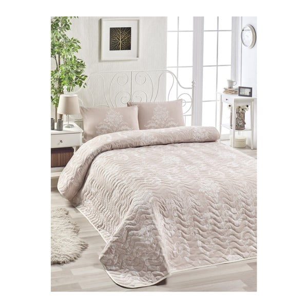 Комплект от покривка за легло и 2 калъфки за възглавници със смес от памук Розов, 200 x 220 cm Kralice - Mijolnir