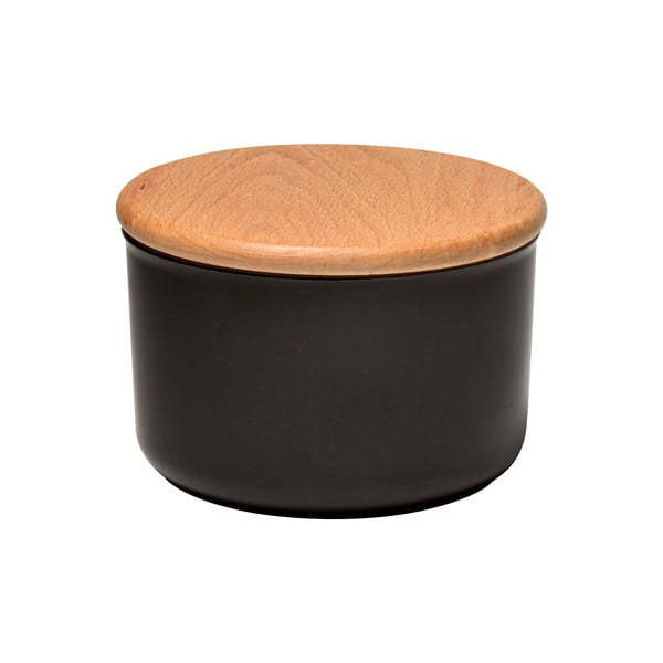 Черен буркан за пипер с дървен капак, обем 0,3 л - Emile Henry