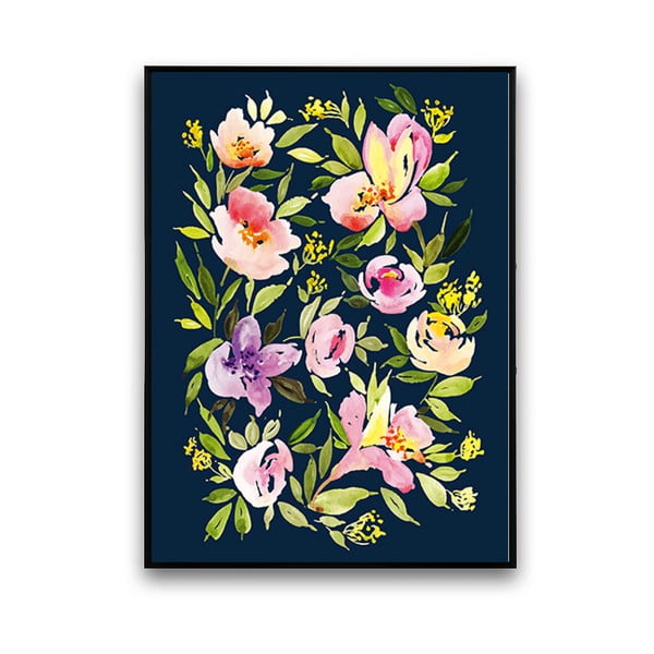 Plakát s fialovými květinami, 30 x 40 cm