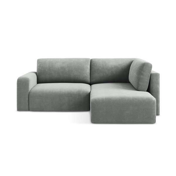 Сив шенилов сгъваем/с място за съхранение ъглов диван (десен ъгъл/L форма) Kona – Makamii