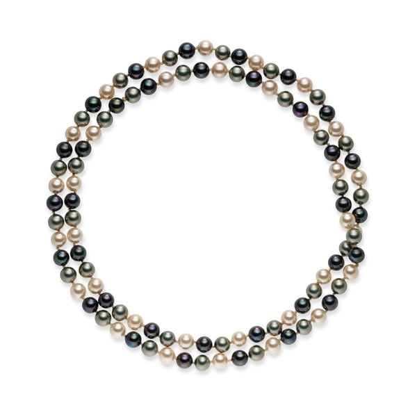 Šedobílý perlový náhrdelník Pearls Of London Mystic, délka 90 cm