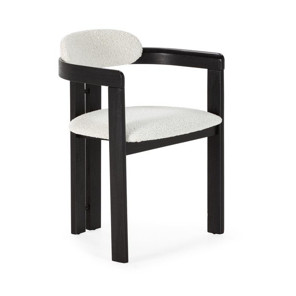 Бели/черни тапицирани трапезни столове в комплект с подлакътници 2 бр. Eiden – MOME