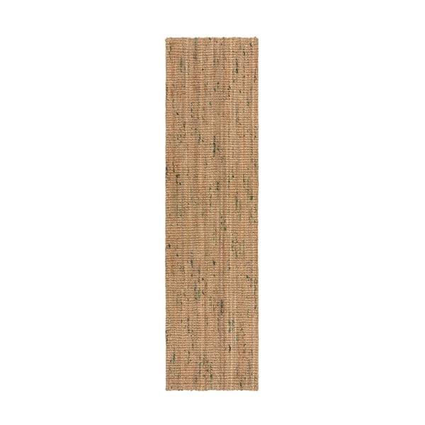 Зелено-естествена двустранна ръчно изработена ютена пътека 60x230 cm Jute Boucle Green – Flair Rugs