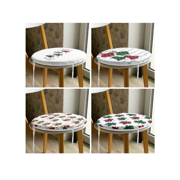 Възглавници за сядане в комплект от 4 бр. с коледни мотиви ø 40 cm Tartan – Mila Home-image-3