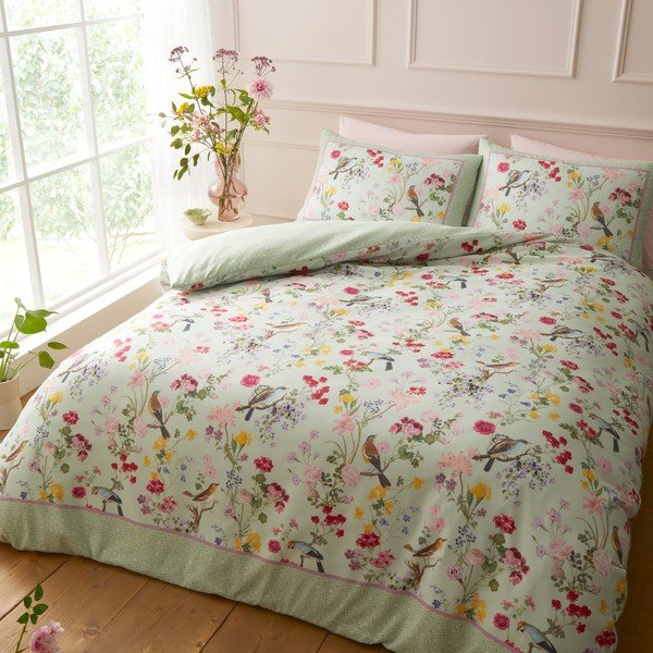Зелено двойно  3 части спално бельо 200x200 cm Birds In Bloom – RHS-image-3