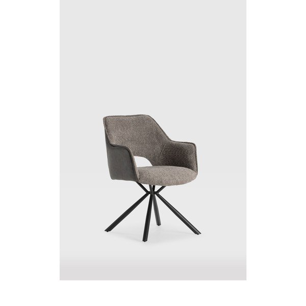 Сиви тапицирани трапезни столове в комплект с подлакътници 2 бр. Mariel – Marckeric-image-2