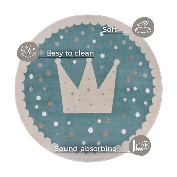 Син детски килим ø 100 cm Crown - Hanse Home-image-4