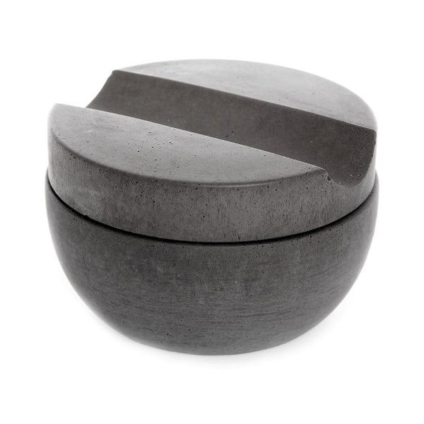 Tmavě šedá betonová miska na holení s mýdlem s vůní santalu Iris Hantverk