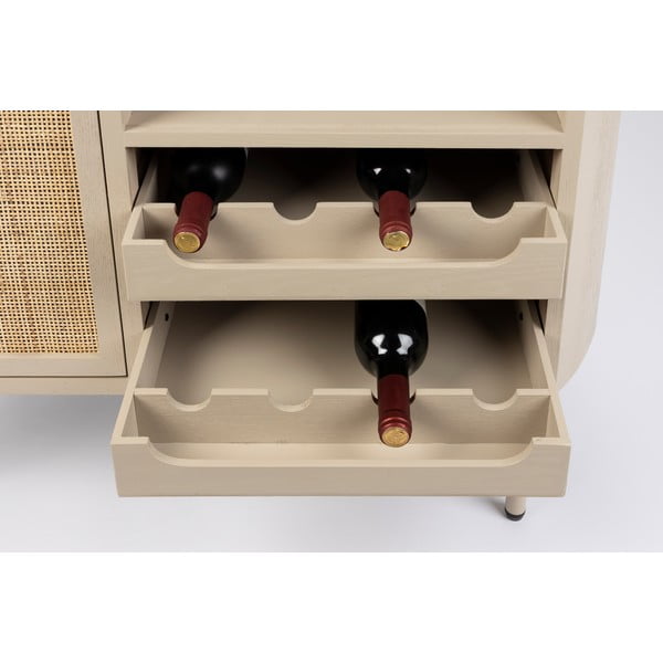 Кремава ратанова стойка за вино за 8 бутилки, 90x100 cm Amaya - White Label-image-1