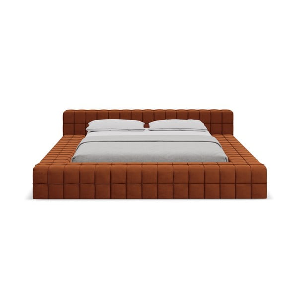 Двойно легло теракотено тапицирано с включена подматрачна рамка 140x200 cm Akela – Makamii-image-2