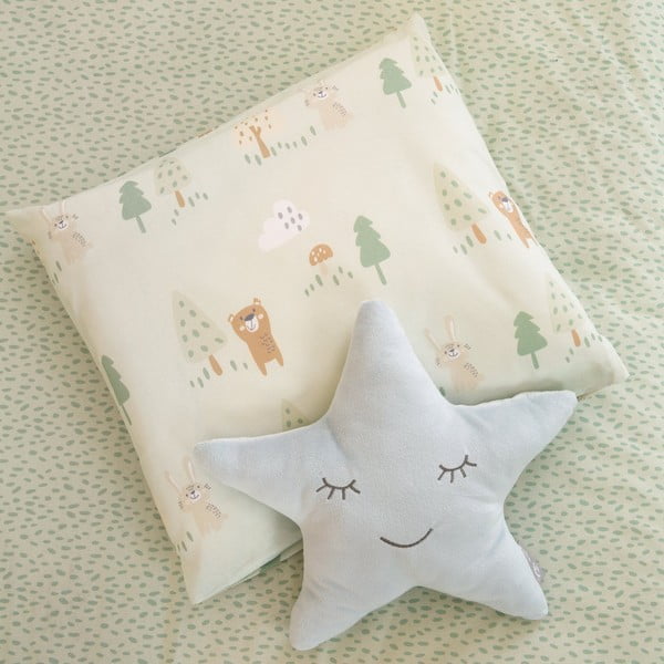 Светлозелено памучно детско спално бельо за детско креватче 80x80 cm Woodland Buddies – Roba-image-4