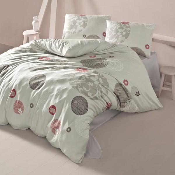 Памучно спално бельо с чаршаф и 2 калъфки за възглавници за двойно легло Yade, 200 x 220 cm - Mijolnir