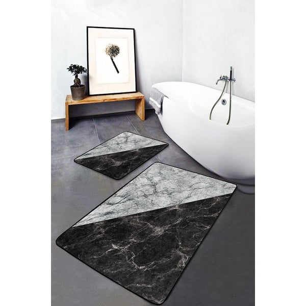 Черно-бели изтривалки за баня в комплект от 2 броя 60x100 cm - Mila Home-image-2