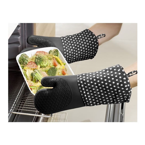 Комплект от 2 черни силиконови ръкавици за фурна - Wenko-image-1