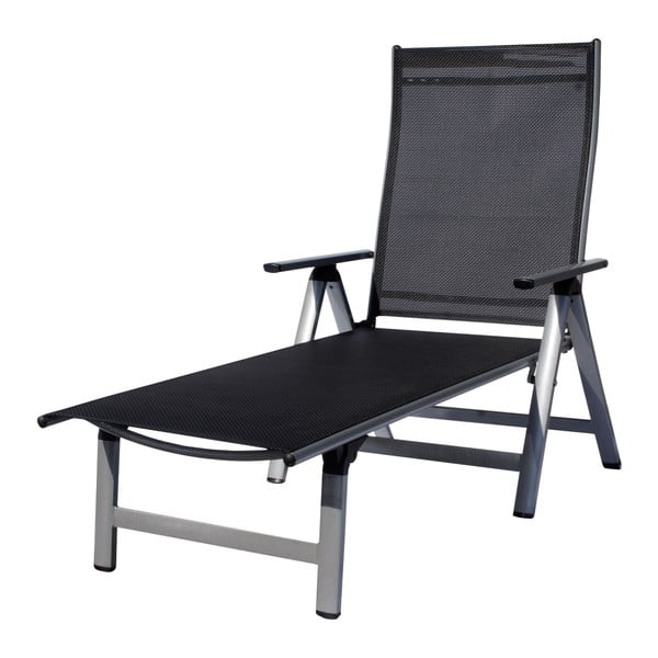 Черно-сив сгъваем метален градински шезлонг London – Sun Garden-image-2