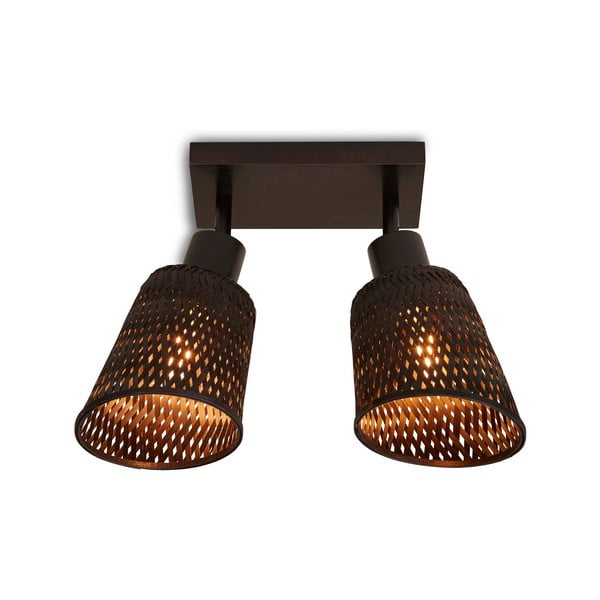 Черна лампа за таван с бамбуков абажур ø 15 cm Java - Good&Mojo
