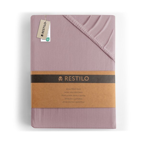 Сиво-розов еластичен чаршаф от джърси 90x200 cm Amber – Restilo-image-4