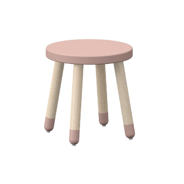 Розово детско столче с крака от ясенова дървесина , ø 30 cm Dots - Flexa