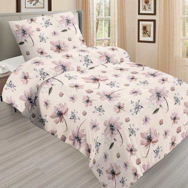 Бежово микроплюшено спално бельо за единично легло 140x200 cm - My House