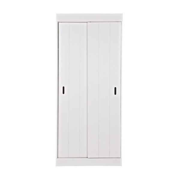 Гардероб от бял бор с плъзгащи се врати 85x195 cm Row - WOOOD