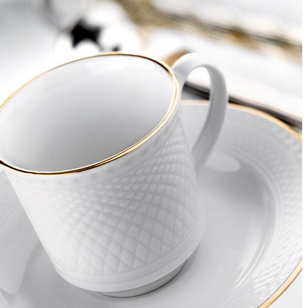 Комплект от 6 порцеланови чаши и чинийки Kutahya Gold Line, 80 ml - Kütahya Porselen-image-1