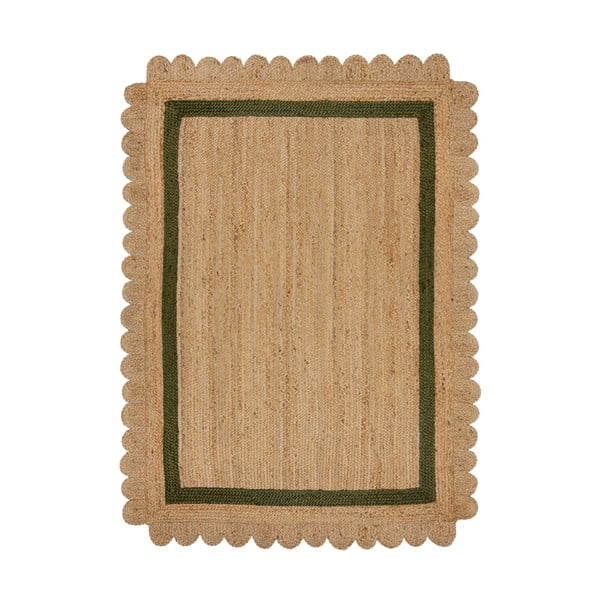 Ръчно изработен ютен килим в тъмнозелен и естествен цвят 120x170 cm Grace Green – Flair Rugs