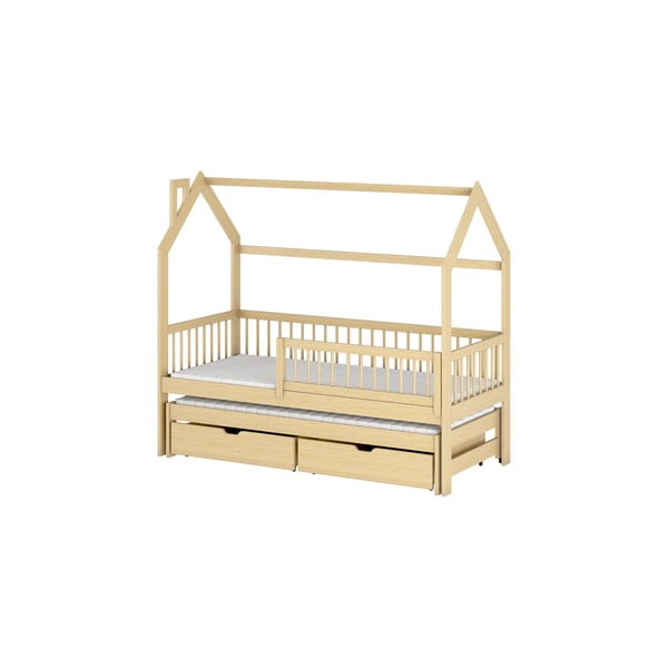 Детско легло от борова дървесина с разтегателно легло и място за съхранение 90x200 cm Papi - Lano Meble